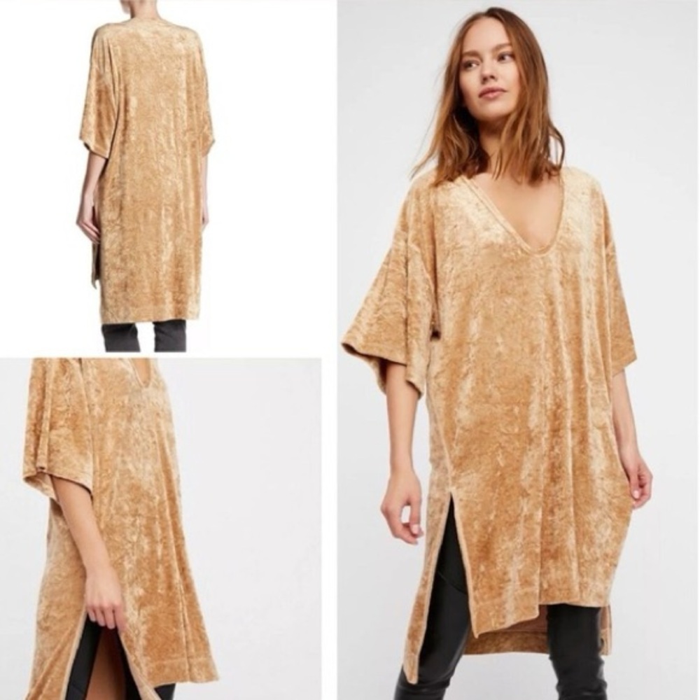 We The Free Crushed Velvet V-Neck Tunic Top